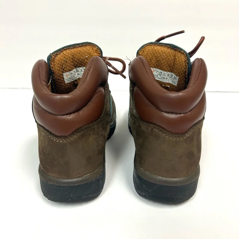 Timberland Youth Field Boot Sz 1 Brown Green Outdoor Waterproof Hiking Shoes